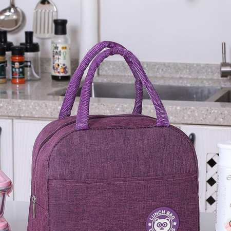 Geanta Termica pentru Pranz, Cyrax, Multifunctionala, Compartimentata, Impermeabila, cu Manere, Buzunar Exterior, 22x14x19 cm, Mov