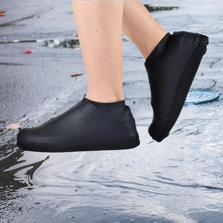 Husa Incaltaminte,  Impermeabila, Antiderapanta, din Latex, 13 x 13 x 2 cm, Marime L 41-47 cm, Negru