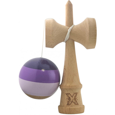 Kendama X Originala, Profesionala, Cyrax, Super Sticky din Lemn, 18 cm, Purpuriu/Mov/Lila
