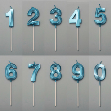 Lumanare Cifra 9, Cyrax, Model Diamond, 5 x 3.4 cm, Albastru