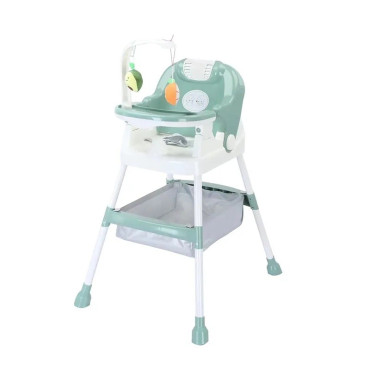 Scaun de Masa pentru Copii, Cyrax, Multifunctional, Pliabil, cu Roti, Cos de Depozitare, din Plastic, Centura de Siguranta, Suport de Agatat Jucarii, 110 x 60 x 70 cm, Verde