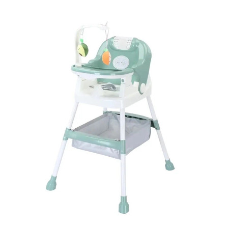 Scaun de Masa pentru Copii, Cyrax, Multifunctional, Pliabil, cu Roti, Cos de Depozitare, din Plastic, Centura de Siguranta, Suport de Agatat Jucarii, 110 x 60 x 70 cm, Verde
