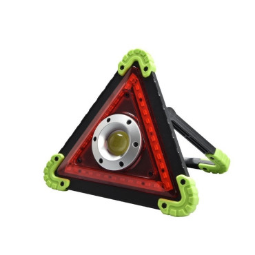 Triunghi Multifunctional de Avertizare,  Lanterna LED, Impermeabil IP65, 800 lm, 2 x AA, Functie Incarcare Telefon, USB si Micro USB, COB 33, Verde
