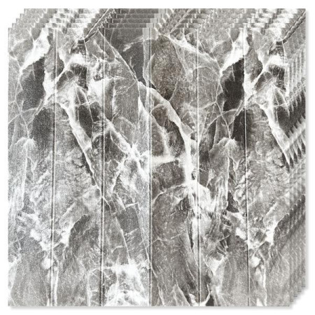 Set 10 Placi Tapet 3D,  70 x 70 cm, Grosime 3 mm, din Rasina, Tip Placi de Lemn, Suprafata Acoperita 4.9 mp, Gri Marmorat