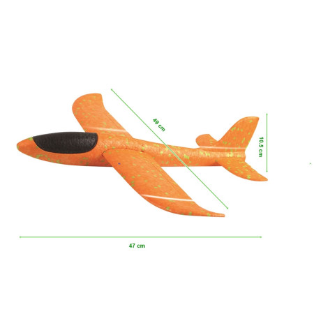 Avion Planor, in punga, Cyrax, din Polistiren, Lungime 47 cm, Portocaliu