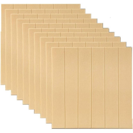 Set 10 Placi Tapet 3D,  70 x 70 cm, Grosime 3 mm, din Rasina, Tip Placi de Lemn, Suprafata Acoperita 4.9 mp, Crem Deschis