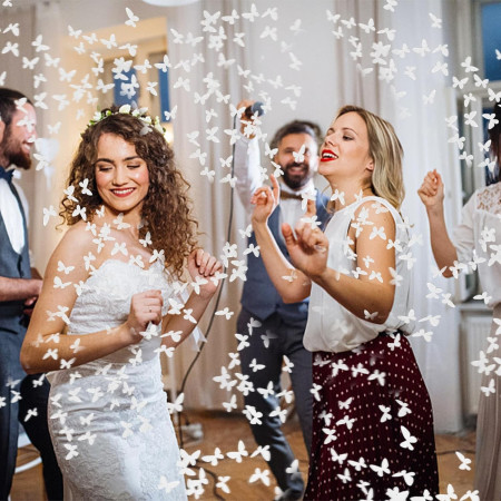 Tun de Confetti, Cyrax, Confetti Cannon 40 cm, Model Fluturi din Hartie, Alb