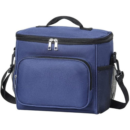 Geanta pentru Pranz, Cyrax, Multifunctionala, Compartimentata, 2 Tipuri de Manere, Impermeabila, 26x24x17 cm, Albastru