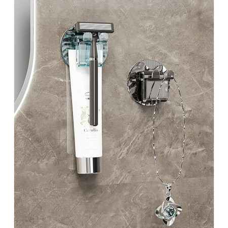 Suport Multifunctional 2 in 1, Pahar si Suport pentru Periuta de Dinti,  Plastic, Dimensiune: 10.4 x 7.3 x 7.3 cm, Roz