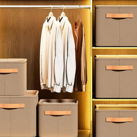 Cutie Depozitare  pentru Haine, lucruri, din Textil cu Cadru Metalic, Manere Laterale, forma Dreptunghiulara, 48 x 28 x 25 cm, volum 34 L Kaki