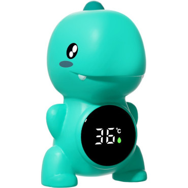 Cyrax Termometru Electronic LED pentru Baie, Plutitor, Rezistent la apă, IPX7, Multifunctional, 3 Trepte de Temperatura, Model Dinozaur, 12x7cm, Verde