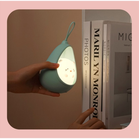 Lampa de veghe portabila cu 2 moduri de functionare  silicon non-toxic, reincarcabila USB, senzor miscare, albastru, iepuras