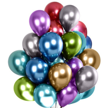 Set 10 Baloane din Latex Chrome, Cyrax, Model Party, 23 cm, Multicolor, 2.2 g