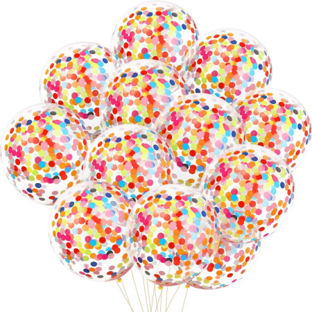 Set 10 Baloane din Latex, Cyrax, Model Party Confetti, 30 cm, Multicolore, 2.8 g