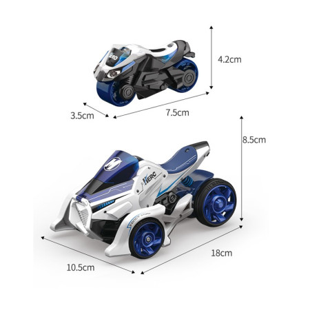 Cyrax Jucarie pentru copii, masina cu extensie de motocicleta 2 in 1, albastra