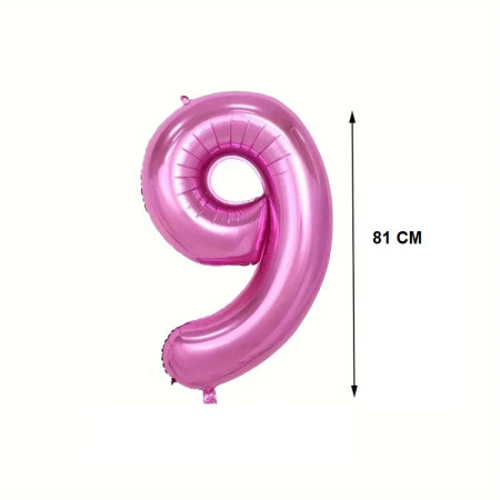 Balon din Folie Cyrax, Cifra 9, 81 cm, Pentru Aer sau Heliu, Bulk, Mov