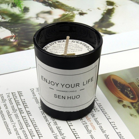 Lumanare Parfumata,  Model Pahar Negru, Aroma de Mure, din Ceara de Soia, 6.2 x 5.2 cm, Negru