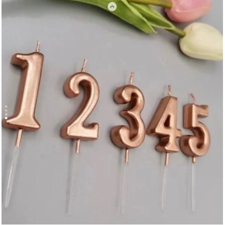 Lumanare de Tort, Cyrax, Model Cifra 1, Party, 4.5 x 2.5 cm, din Parafina, Rose Gold