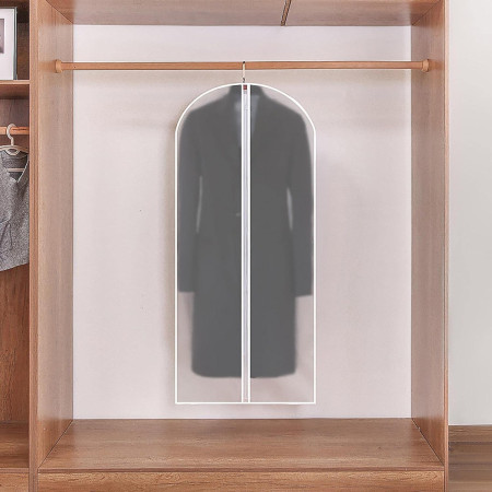 Set 5 Husa de Depozitare cu Fermoar,  pentru Haine, de Protectie, pentru Voiaj, Netesut, Rezistent la Praf, 60x140 cm, Transparent-Alb