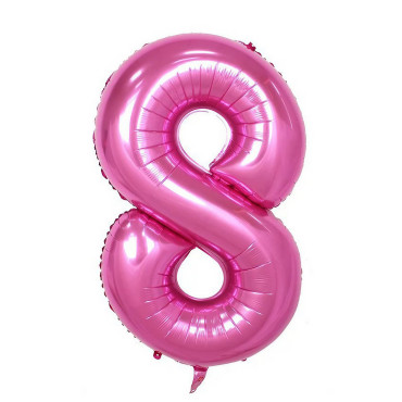 Balon din Folie Cyrax, Cifra 8, 81 cm, Pentru Aer sau Heliu, Bulk, Roz