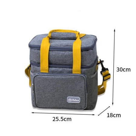 Geanta Termica, Cyrax, 2 Compartimente Separate, Multifunctionala, Impermeabila, Manere si Curea de Umar, 25.5x18x30 cm, Gri