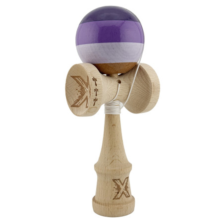 Kendama X Originala, Profesionala, Cyrax, Big Cups V2, Super Sticky Legendary Cupe Mari, Rulment Metalic cu Ata 55 cm, Purpuriu/Mov/Lila