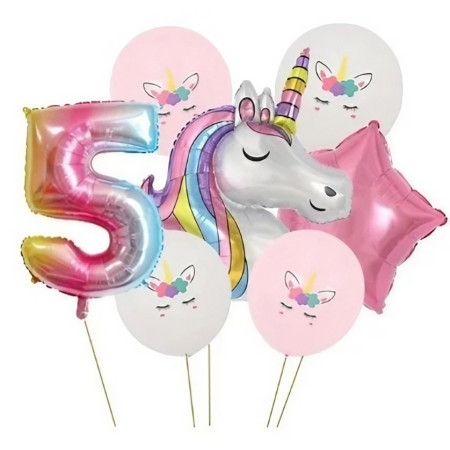 Balon din Folie Metalizata Cyrax, Figurina Cifra, Tema Aniversare 40 cm, Ambalaj Individual, Pai inclus, Umflare cu Aer sau Heliu, Multicolor, Cifra 5