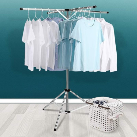 Uscator de Rufe,  Pliabil, Telescopic, 4 Brate, din Otel Inoxidabil, Rezistent la Vreme Rea, Gri