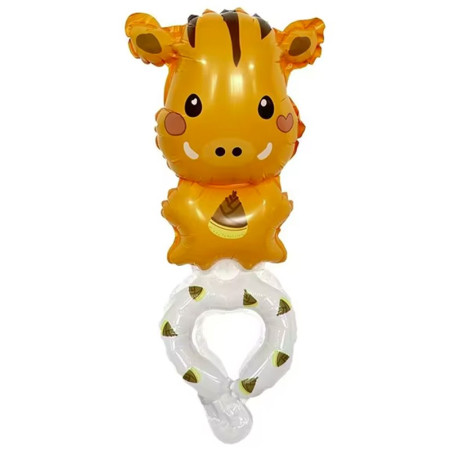 Balon din Folie Metalizata, Cyrax, Figurine Animalute, Tip Bratara, Model Mistret, Ambalaj Individual, Pai Inclus, Umflare cu Aer sau Heliu, Portocaliu