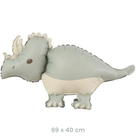 Balon din Folie Metalizata, Cyrax, Figurina Animata, Model Dinozaur, 69 x 40 cm, Ambalaj Individual, Pai Inclus, Umflare cu Aer sau Heliu, Gri