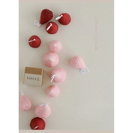 Set 9 Lumanari Parfumate,  Model Capsunici, Ardere 30 min, 117g, 9.3 x 9.3 x 3.8 cm, Roz/Rosu