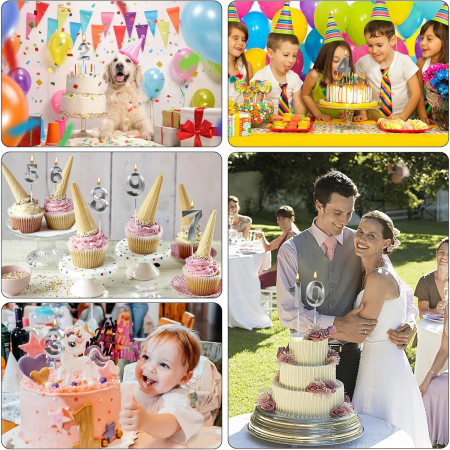 Lumanare Cifra 2, Cyrax, Model Diamond, 5 x 3.4 cm, Argintiu