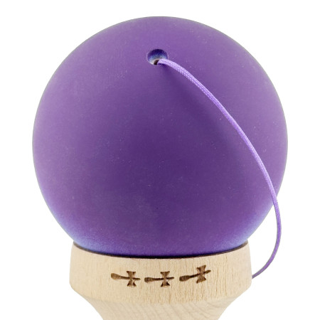 Kendama X Originala, Profesionala, Cyrax, Big Cups V2, Rubber Grip cu Cupe Mari, Rulment Metalic cu Ata 55 cm, Violet/Albastru