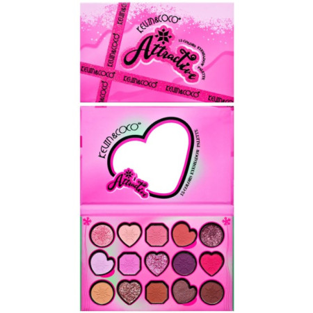 Paleta de Machiaj, KEVIN & COCO, Atractive, Farduri de Pleoape, 15 Culori, Model A, 16.5x10.8x1.5 cm, Multicolor