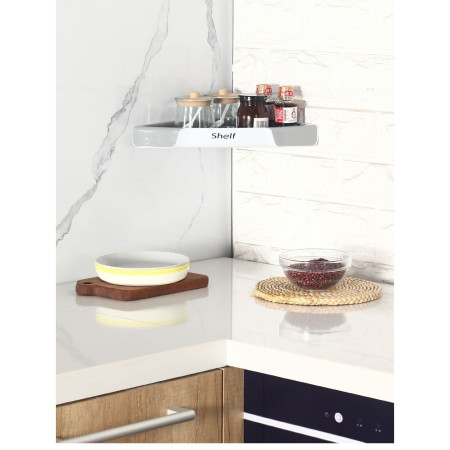 Suport Depozitare,  din Plastic, Montare fara Perforatii, pentru Baie/Bucatarie, 28 x 39 x 4.5 cm, Gri