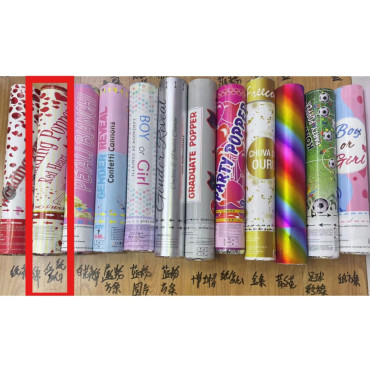 Tun Confetti, Cyrax, Model Wedding Popper Inimi, 40 cm, Ambalaj din Carton, Eliberare prin Rasucire, Rosu