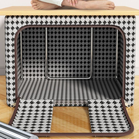 Cutie de Depozitare Pliabila,  Cu fermoar, 66 L, Textile, 50x40x33 cm, Design Zebra