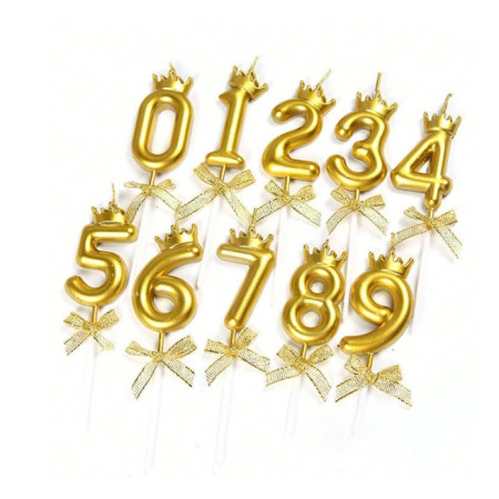 Lumanare pentru Tort Cifra 0, Model Coroana, Gold, Cyrax, Party