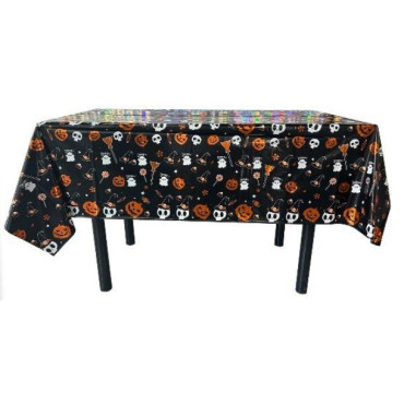 Fata de Masa, Cyrax, din Folie, Imprimeu Halloween - Boo, 137 x 183 cm, Negru