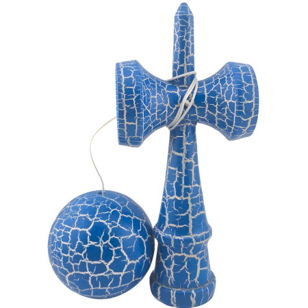 Kendama X Originala, Profesionala, Cyrax, Kendama Cracked, din Lemn – 18 cm, Crack Albastru/Alb