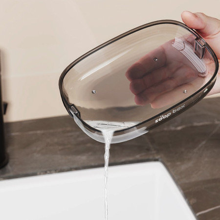 Savoniera,  Pentru Blat, PET, Scurgere Optima, din Plastic, 13 x 9 x 4 cm, Gri