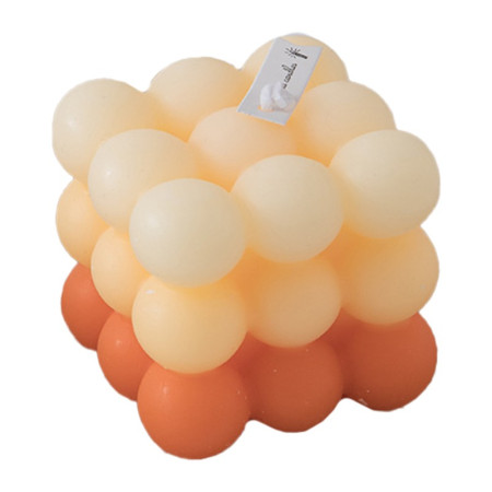 Lumanare Parfumata,  din Ceara De Soia, Model Cub, Gradient in 3 Culori Pale, 6x6x6 cm, Aroma de Portocale, Orange