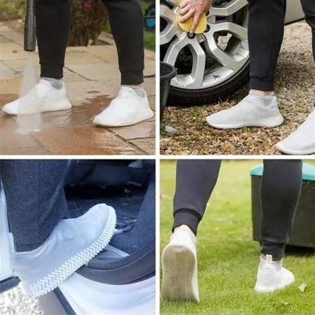 Husa Incaltaminte,  Impermeabila, Antiderapanta, din Latex, 13 x 13 x 2 cm, Marime M 34-40 cm, Alb