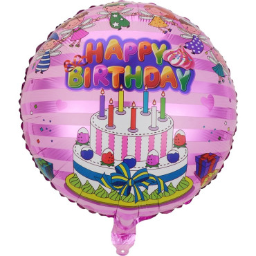 Balon din Folie Metalizata, Cyrax, Figurine, Model 1, Happy Birthday, Tematica Aniversare, 45 cm, Ambalaj Individual, Pai Inclus, Umflare cu Aer sau Heliu, Multicolor