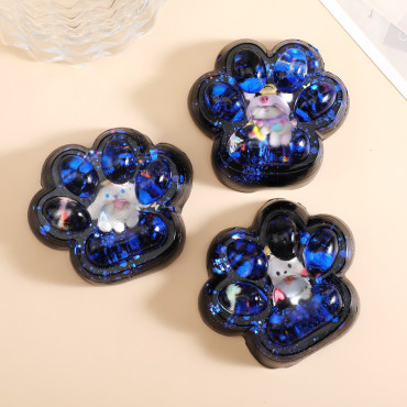 Jucarie Antistres Squishy, Cyrax, cu Revenire Lenta, Model Cat Paw, Squeeze Pinch Family, 6.5 x 6 cm, din Tpr, 4-6 Ani, Model 2 Figurine, Negru cu Insertii