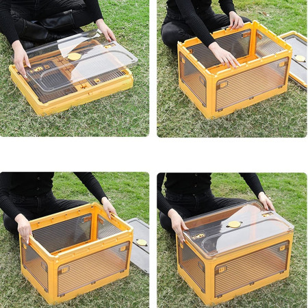 Cutie de depozitare pliabila,  Cu capac, 40 L, Plastic, 47x35x24.5 cm, Albastru