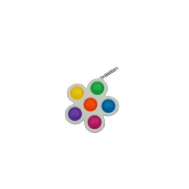 Cyrax Jucarie Push Pop Bubble Fidget, Pop It, breloc antistres, Floare, Multicolor/Alb