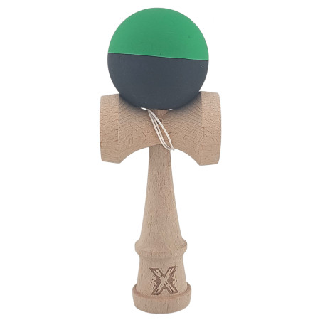 Kendama X Originala, Profesionala, Cyrax, 18 cm, din Lemn, Verde/Negru