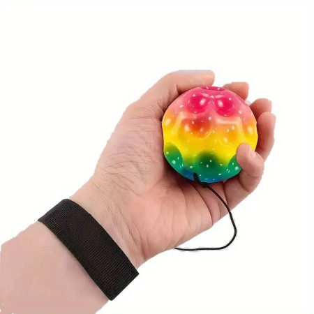 Minge Saltareata Hiperelastica, Cyrax, Space Moon Ball foarte Elastica, Antistress pentru Copii, Diametru 66 mm, Multicolor Galben