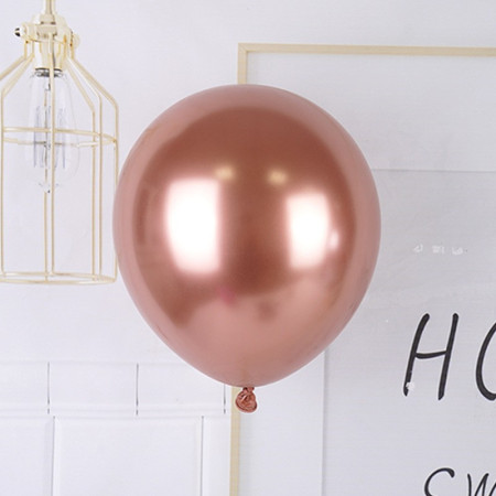 Set 12 Baloane, Cyrax, din Latex Chrome, 13 cm, Roz-Auriu
